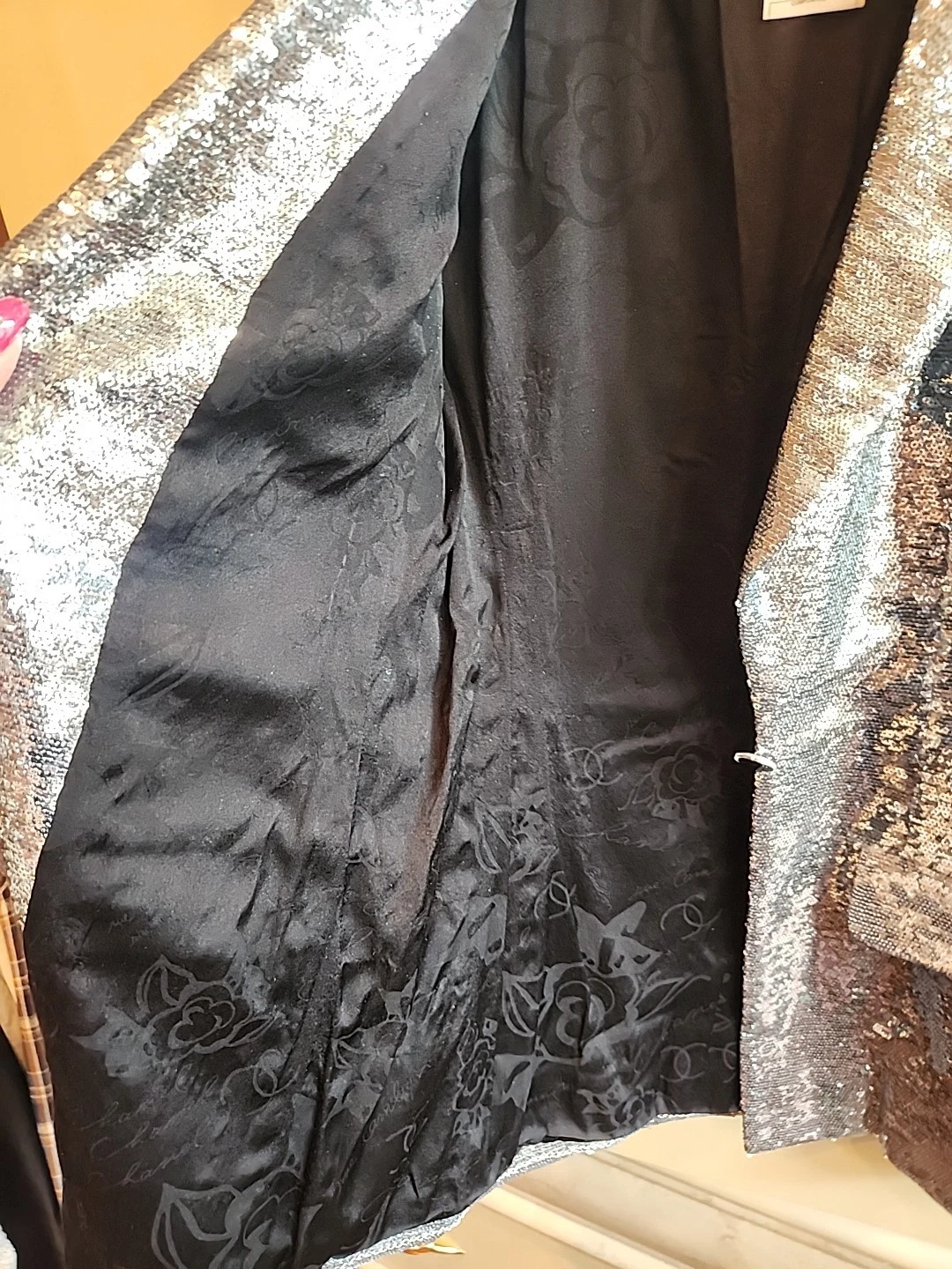 Giacca tuta Chanel in paillettes argento come nuova taglia 38 made in France