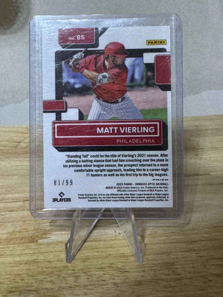 2022 OPTIC FOTL Matt Vierling Rated Rookie Blue Pandora PRIZM /99 SP 🔥 Tigers - Image 2 of 2