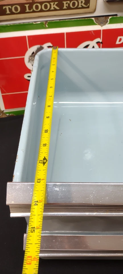 2 Vintage GE Porcelain Robin Blue Refrigerator Vegetables Drawers Storage Stack  - Image 4 of 4