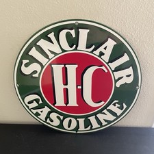 Vintage Sinclair Hc Gasoline Motor Oil Porcelain Sign