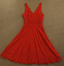 Stretch Mesh Red & White Spot Pull On Skater Dress Size 12
