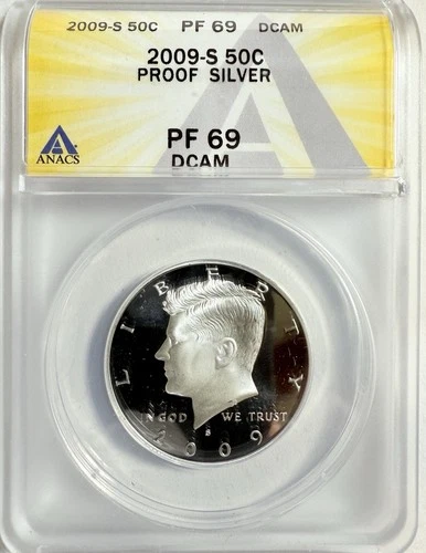 2009 S Silver Proof Kennedy Half Dollar - ANACS PF 69 DCAM - Just Graded