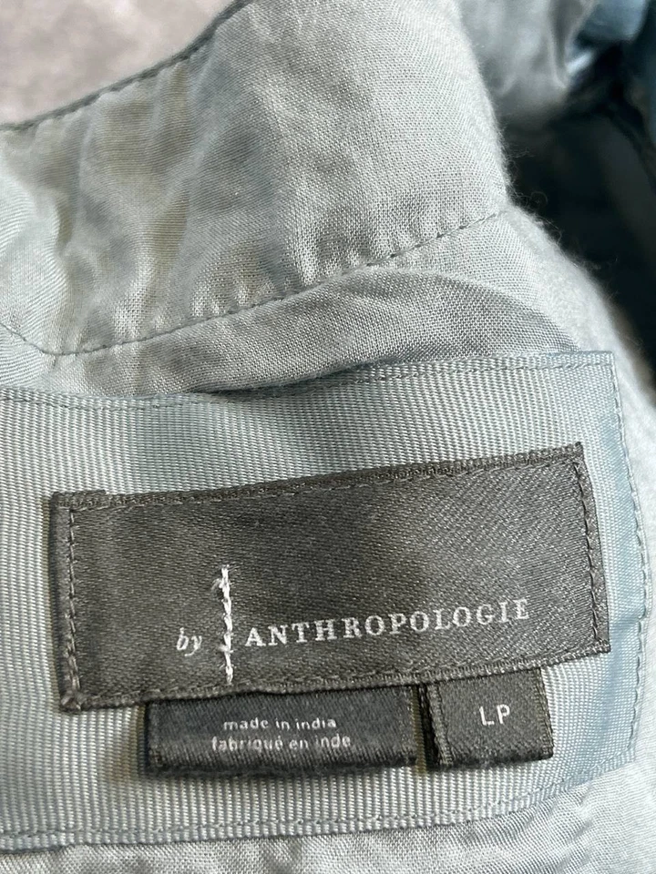 Vestido Anthropologie Mujer Grande Pequeño Azul Negro Floral Envolvente Algodón Blusa Foto 3 de 4