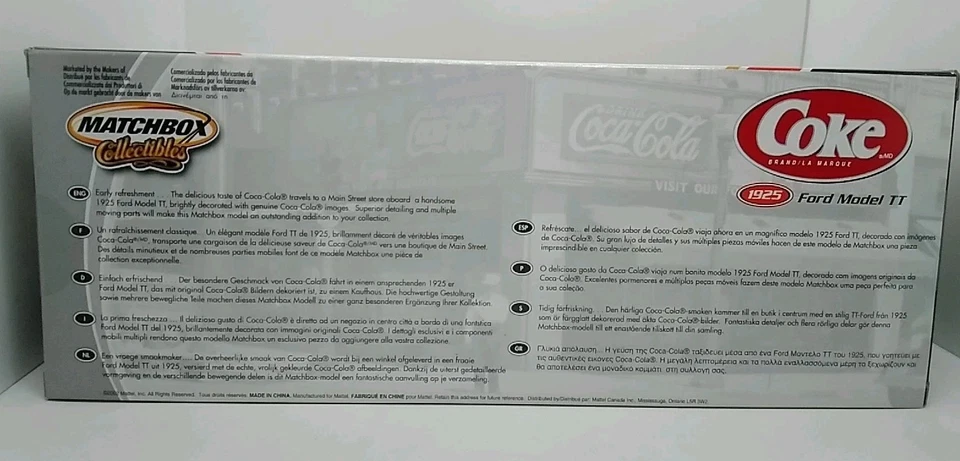 Matchbox Collectibles Coca-Cola yellow/black 1925 Ford Model TT 2002 9" long MIP - Image 4 of 4