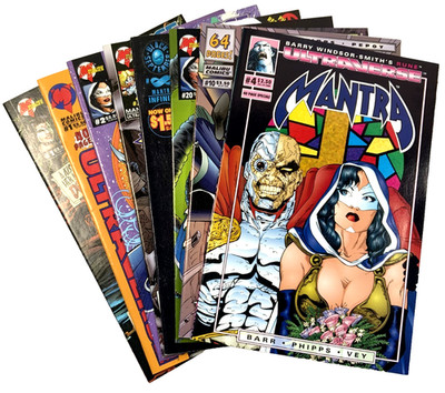 Malibu MANTRA # , 4, 10, 20 +VOL 2 #2 +SPEAR OF DESTINY #2 +Giant Size +Necro NM