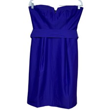 J Crew Strapless Dress Silk Blend Blue/Purple Womens 4