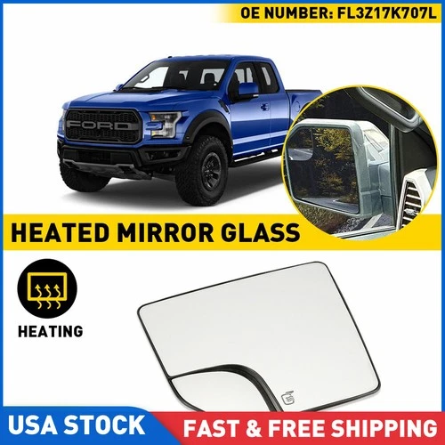 Fit For 15-2018 Ford F150 Pickup Left Hand Replacement Driver Side Mirror Glass