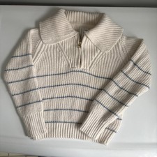 Janie and Jack Size 3 Sweater Striped Pull Over Crew Neck Cotton Gold Accents