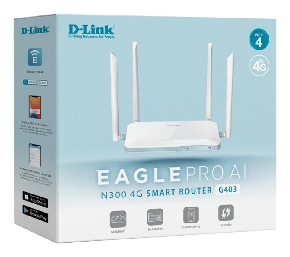 Modem Routeur D Link G403 EAGLE PRO AI N300 4G Blanc Et Bleu - Photo 3/4