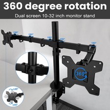 Office Dual Arm TV Wall Mount Bracket Holder For 10"-32" Monitor Screen Flat UK