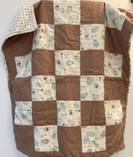 Baby Blanket With Elephants Brown And Blue