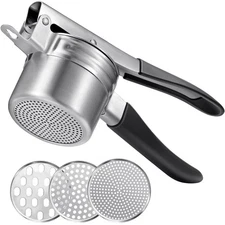 Potato Ricer Sopito Upgraded Stainless Steel Potato Masher with 3 Interchangeab