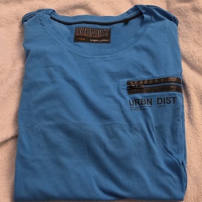 Angelo Litrico URBN DIST Herren T-Shirt XL Blau Reißverschluss Jersey Kurzarm