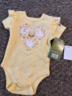 John Deere Baby Infant Girl Bodysuit Shirt Mama Chicken Chicks Farm 3/6 Months
