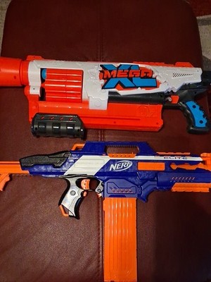 Pair Of Nerf Dart Toy Guns Mega XL And  Rapid Strike C5-18 