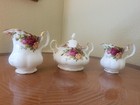 Royal Albert Old Country Roses 1962 Gold Trim Creamers Covered Sugar England 
