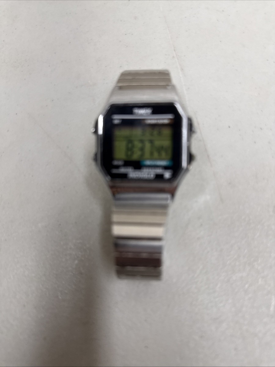 Timex Indiglo Silver Digital Wrist Watch CR2016 Cell WR 30M New