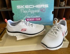 Skechers Washable Mesh Lace-Up Sneakers Flex Appeal 4.0 White 6.5 Brilliant View