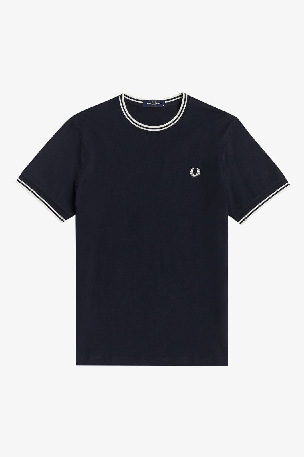 Fred Perry T-shirt Con Doppia Riga Blu - Taglia XL Abbigliamento Uomo T-shirts