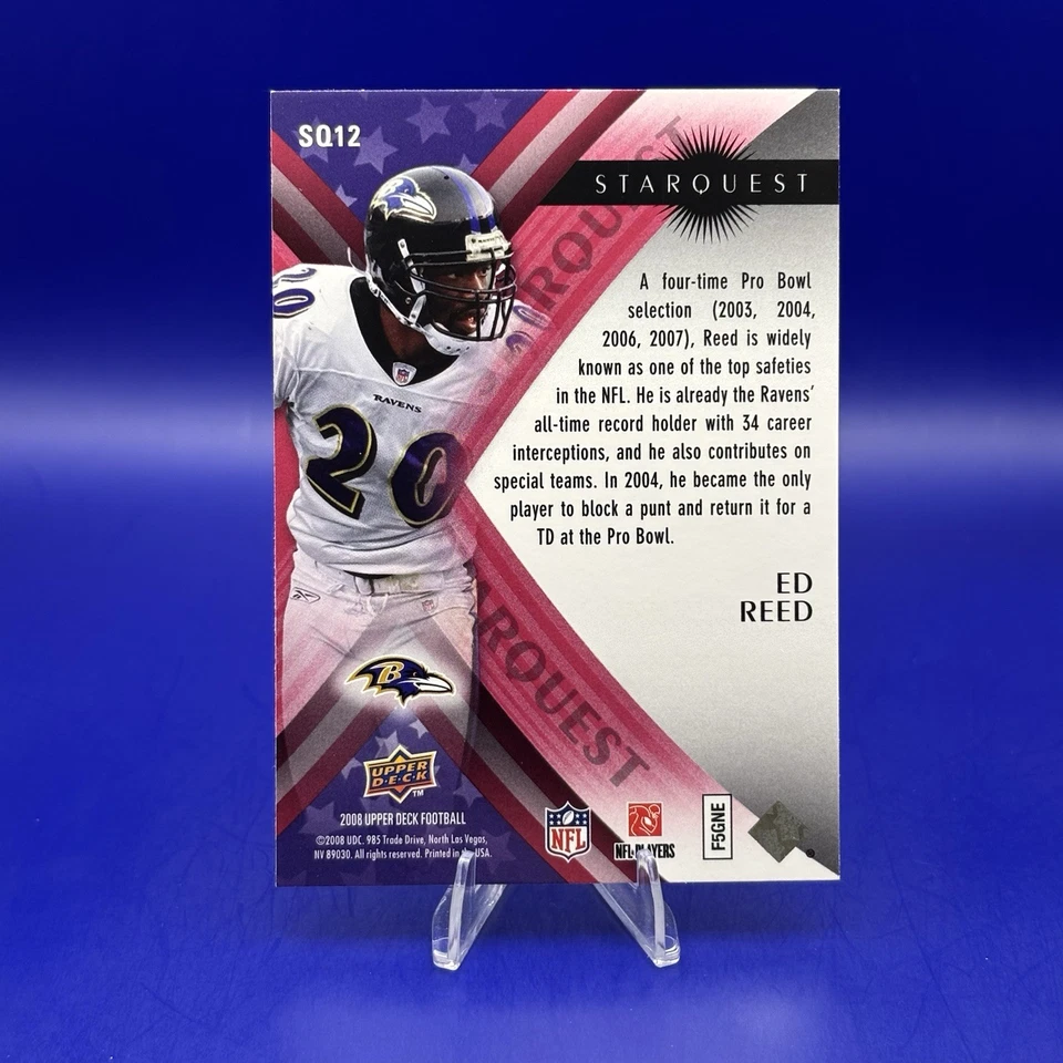 2008 Upper Deck Football Ed Reed Starquest Rainbow Red #SQ 12 Baltimore Ravens - Image 2 of 3