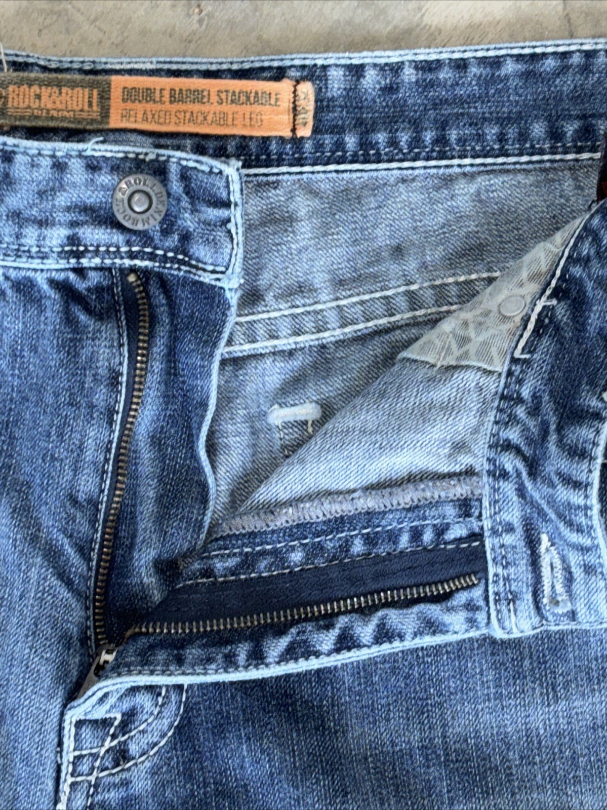 rock roll denim Double Barrle Stackable Jeans 40x… - image 10