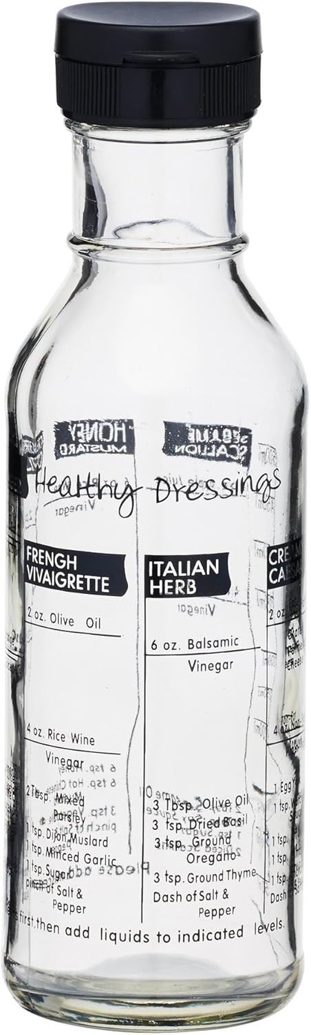 Шейкер для заправки салатов KitchenCraft KCDRESSERGLS с рецептами, стеклянный, 355 мл