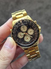 Seiko 7T34-6A00 July 1991 Flightmaster Reverse Panda Vintage Chronograph Watch