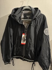 DKNY Women's Hooded Zip Jacket Black Medium