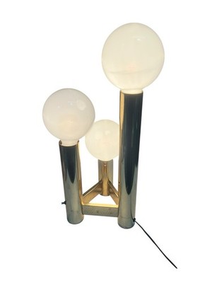 Vintage MCM Modernist Gustavo Martinez Gold Three Pillar Lamp 70s 3 Way Switch