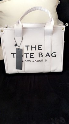 Marc Jacobs The Tote Bag Small White Zip Tote w/ Detachable Strap, Gold
