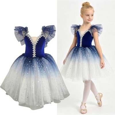 Mädchen Tutu Party Tanzkostüm Voller Rock Ballettkleid Formell Tüll Wettbewerb