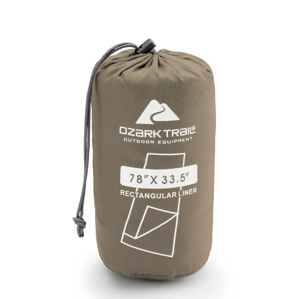 Saco de dormir Ozark Trail rectangular forro sábana beige camping 78x33,5" NUEVO Foto 3 de 4