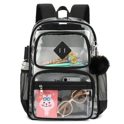 Black Heavy Duty Clear Backpack Transparent Durable PVC See Through Bookbag