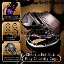 Control Male Chastity Cage E-stim Intensities Cage with 4 Active Rings for Men