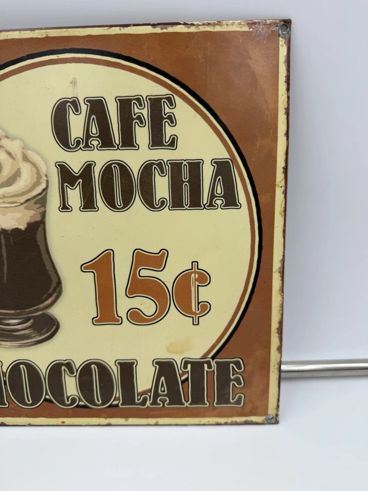 Reproduction Cafe Mocha Chocolate 15 Cents Cafe Diner Metal Sign Decor Primitive - Image 3 of 4