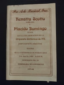 VERY RARE Placido Domingo autograph program, 1980