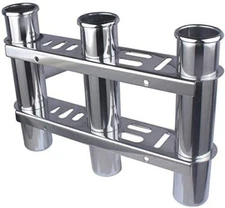 Boat Stainless Steel Fishing Holder 3 Tubes Linked Rod Rack with Toolbar/Storage