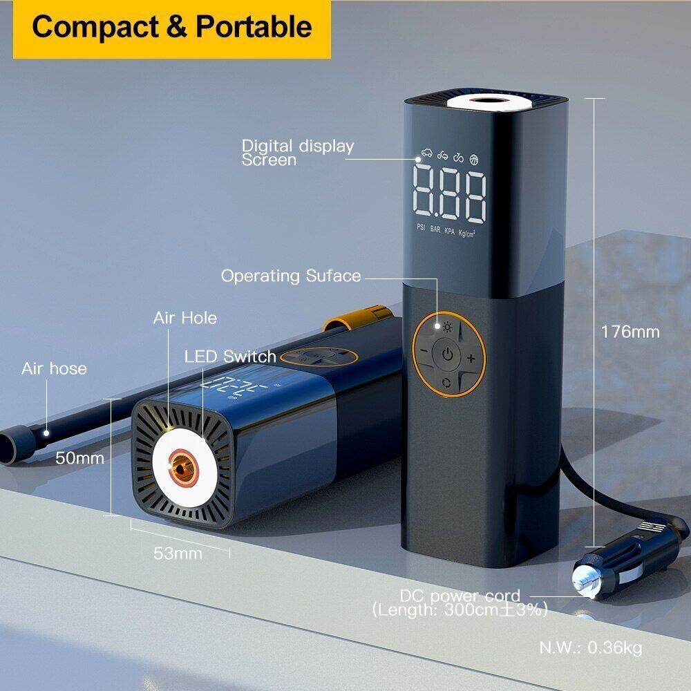 Electrical Air Pump Portable Wireless Tire Inflatable Pump for Car Bicycle BalJx