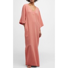 Barefoot Dreams Malibu Collection Sun Soaked Crinkle Cotton V-Neck Caftan Sz S