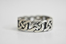 Celtic ring Irish knots woven thumb band sterling silver women  Size 7.50