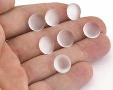 5 pcs 12mm Sea Glass White Czech Round FlatBack Cabochons 120CB CAB73-01