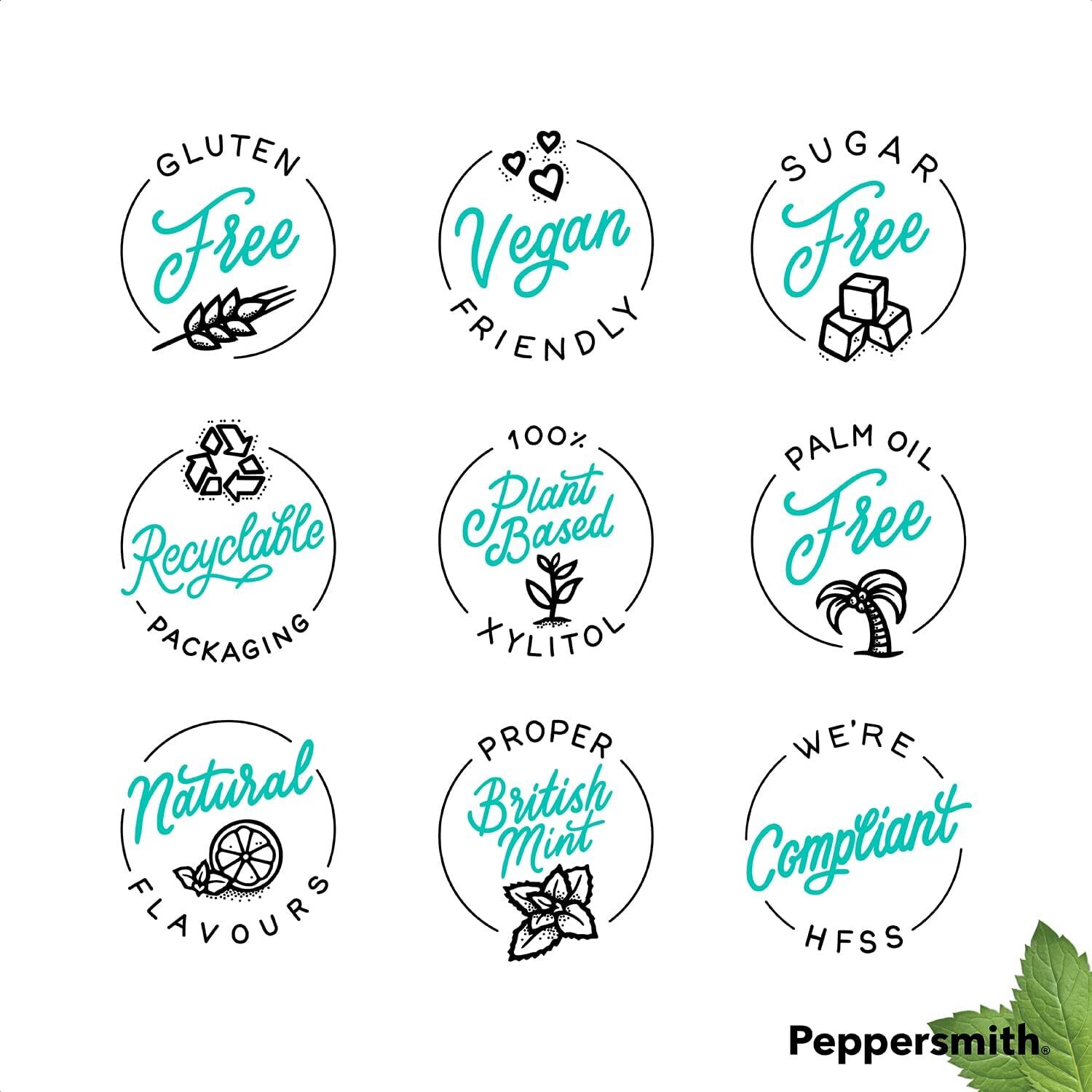 Peppersmith British Peppermint Mints 100 Plant Based Xylitol