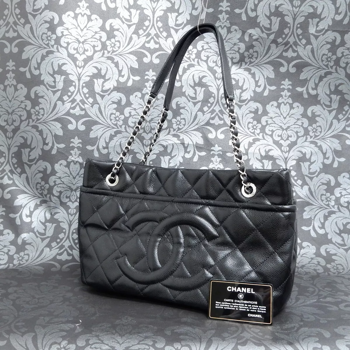 Chanel Black Quilted Caviar Soft Leather Timeless Shopping Tote Chanel