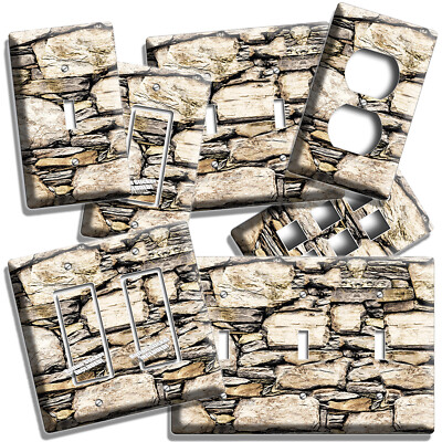 MEDIEVAL CASTLE ROCK STONE LOOK LIGHT SWITCH OUTLET WALL PLATE RUSTIC ROOM DECOR