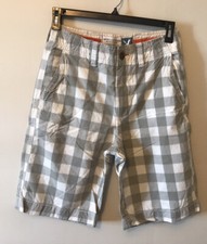 American Eagle Shorts Mens 28 Check Plaid Beige Flat Front Summer Casual Outdoor