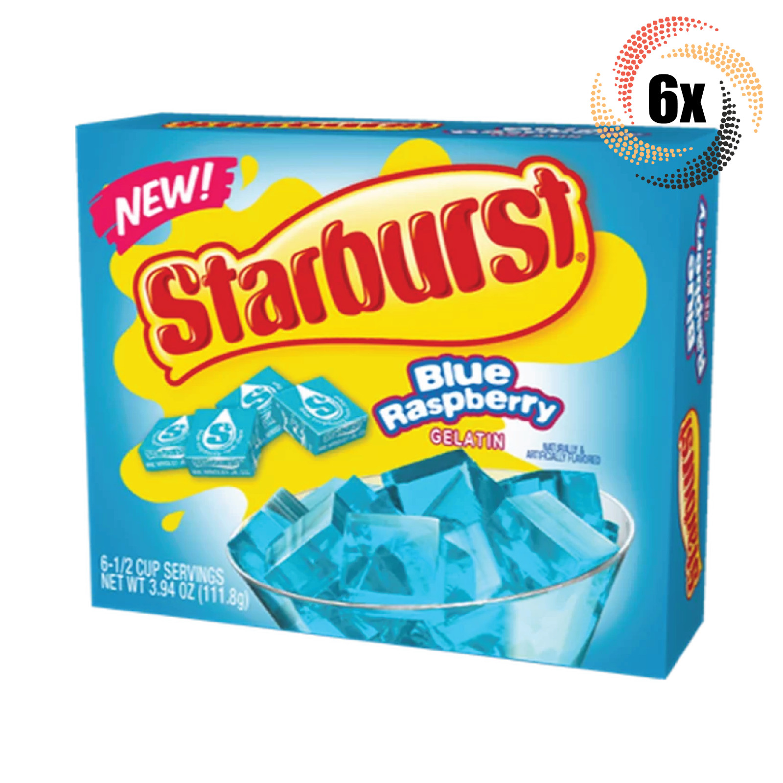 6 упаковок желатина Starburst Blue со вкусом малины 394 унции Без жира 5190₽