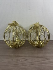 Lot of 2 Vintage Gold Wire Round Ball Globe O...