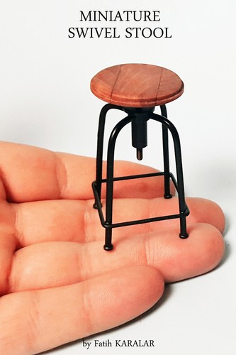 1:12 Miniature Swivel Rotating Stool dollhouse room kitchen bar furniture decor - Picture 2 of 4
