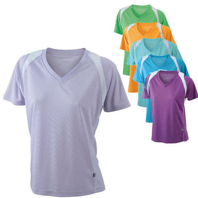 James & Nicholson Damen Running V-Neck Fitness Lauf T-Shirt Sportshirt Joggen