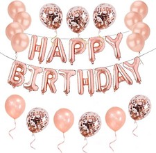30pcs Rose Gold Birthday Decorations balloons and accessories